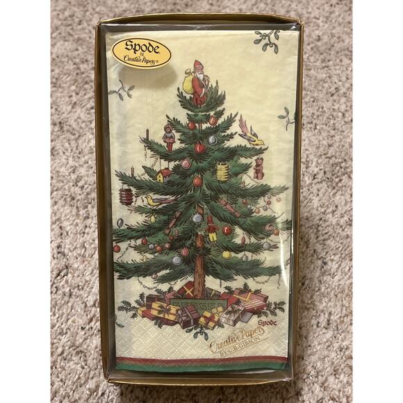 Spode Guest Towels 26 3 Ply Powder Room Christmas Santa Dinner Napkin - Picture 1 of 2